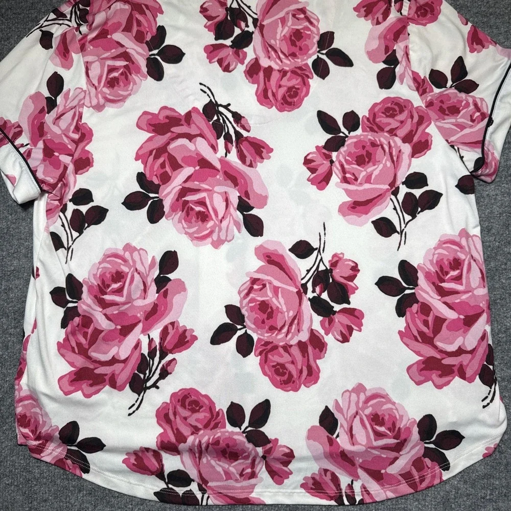 Kate Spade Tunic Shirt‎ Womens XL Sleepwear White Pink Floral Button Up Pajama